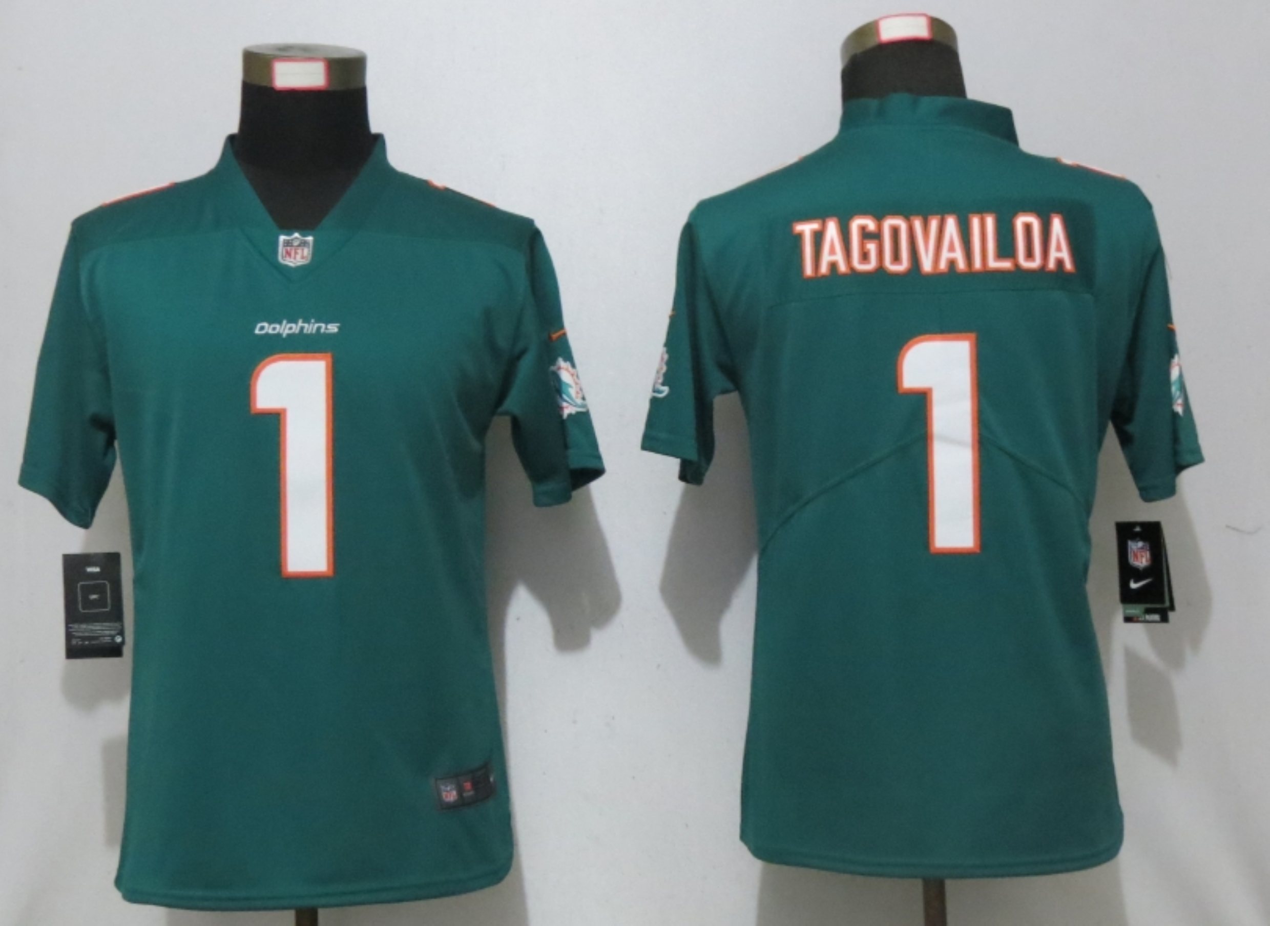 Women New Nike Miami Dolphins 1 Tagovailoa Green 2020 Alternate Vapor Elite Playe